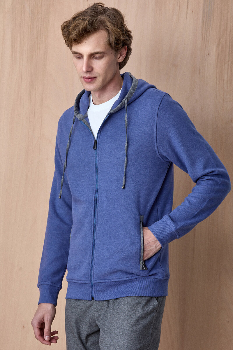 Mavi Pamuklu Sweatshirt - 5