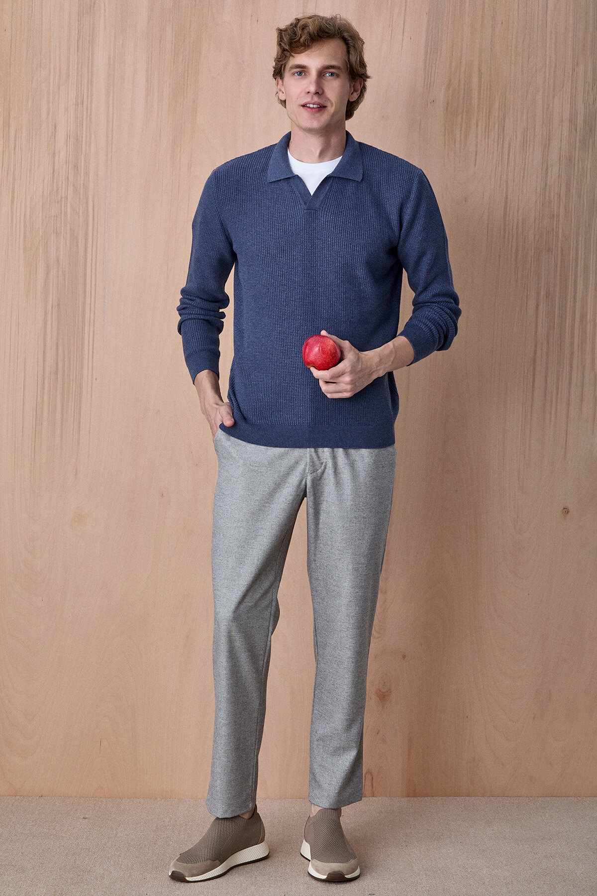 Denim %100 Pamuk Jakarlı Polo Triko - 4