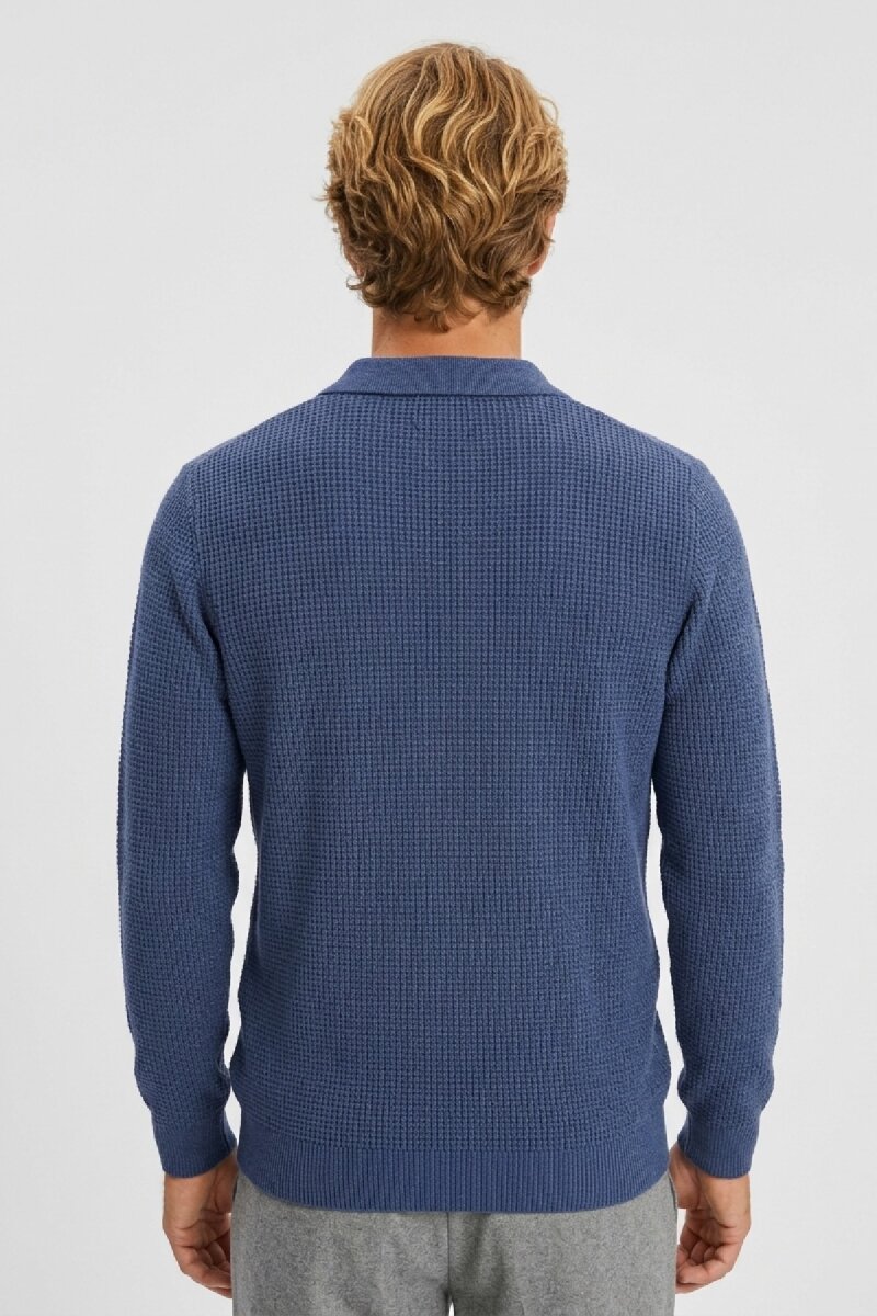 Denim %100 Pamuk Jakarlı Polo Triko - 4
