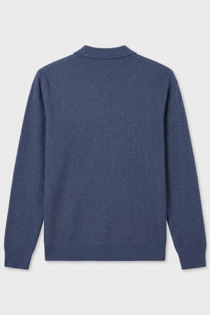 Denim %100 Pamuk Jakarlı Polo Triko - 5