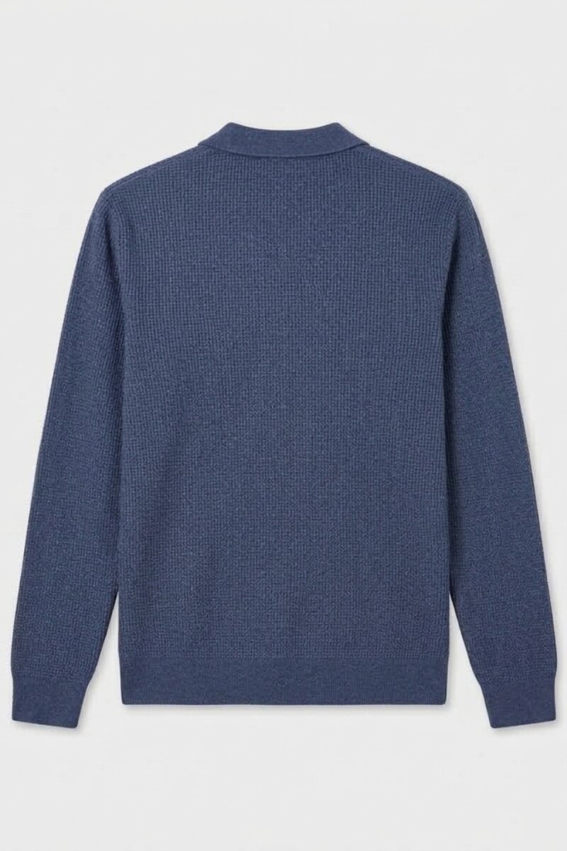 Denim %100 Pamuk Jakarlı Polo Triko - 5