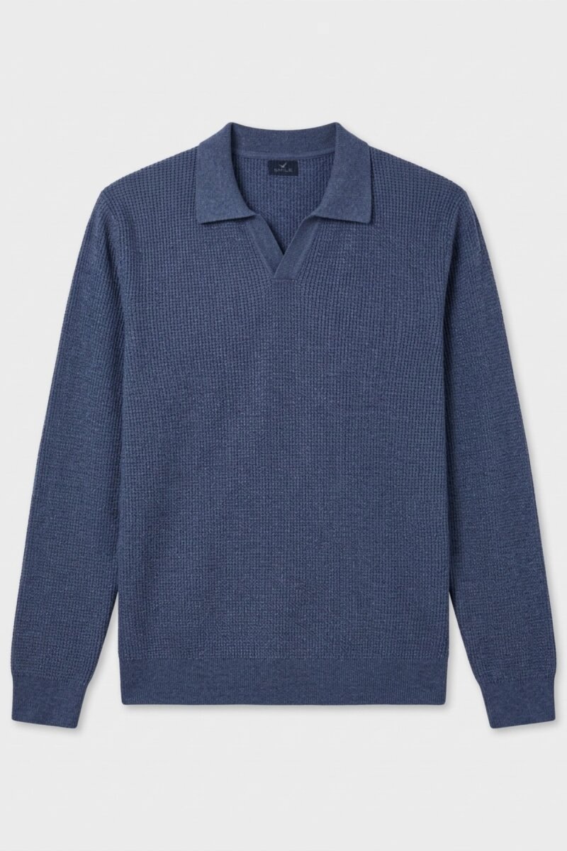 Denim %100 Pamuk Jakarlı Polo Triko