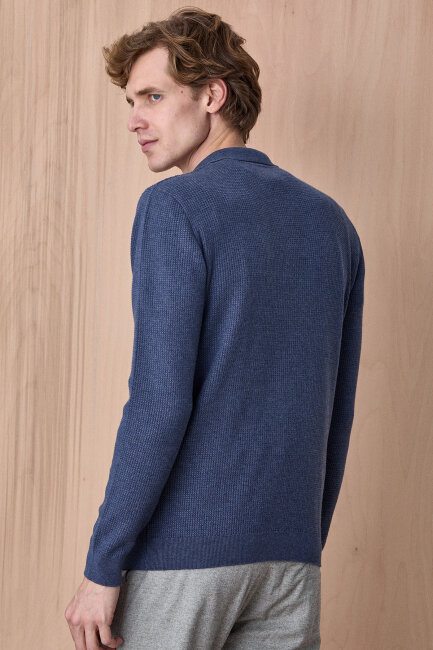 Denim %100 Pamuk Jakarlı Polo Triko - 5