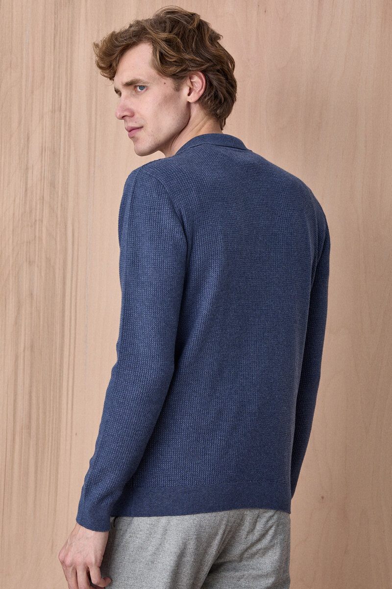 Denim %100 Pamuk Jakarlı Polo Triko - 5