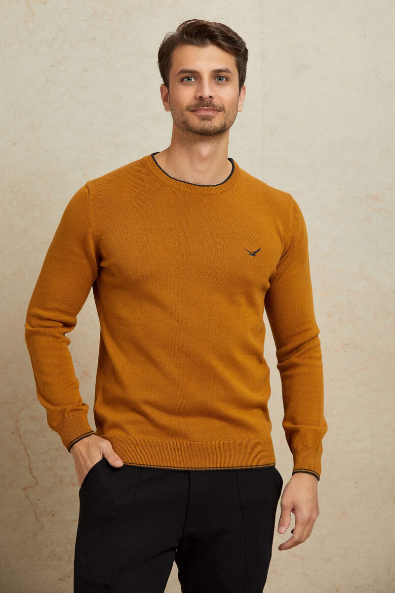 Hardal %100 Pamuk Yuvarlak Yaka Kazak - 5