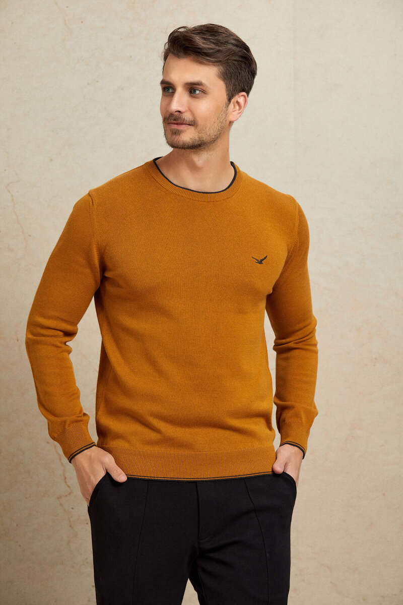 Hardal %100 Pamuk Yuvarlak Yaka Kazak - 6