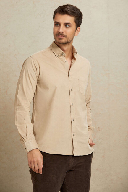 Beige 100% Cotton Shirt