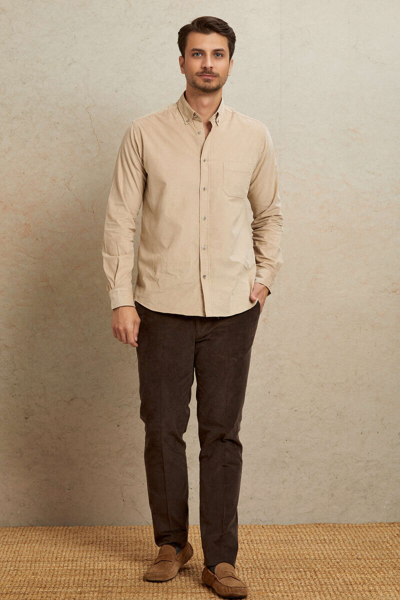 Beige 100% Cotton Shirt - 3