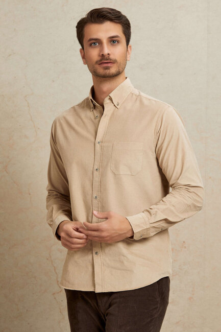 Beige 100% Cotton Shirt - 4