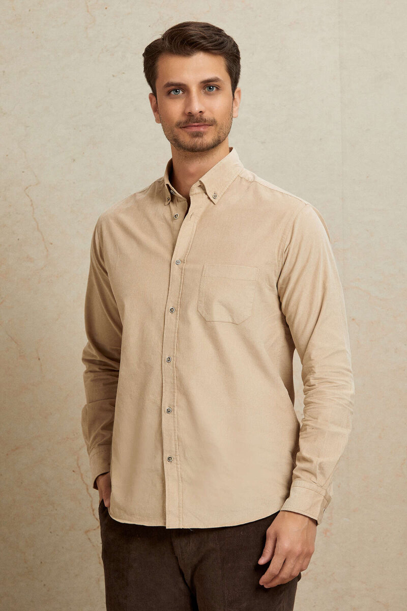 Beige 100% Cotton Shirt - 5