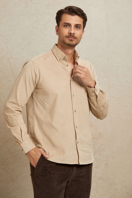 Beige 100% Cotton Shirt - 6