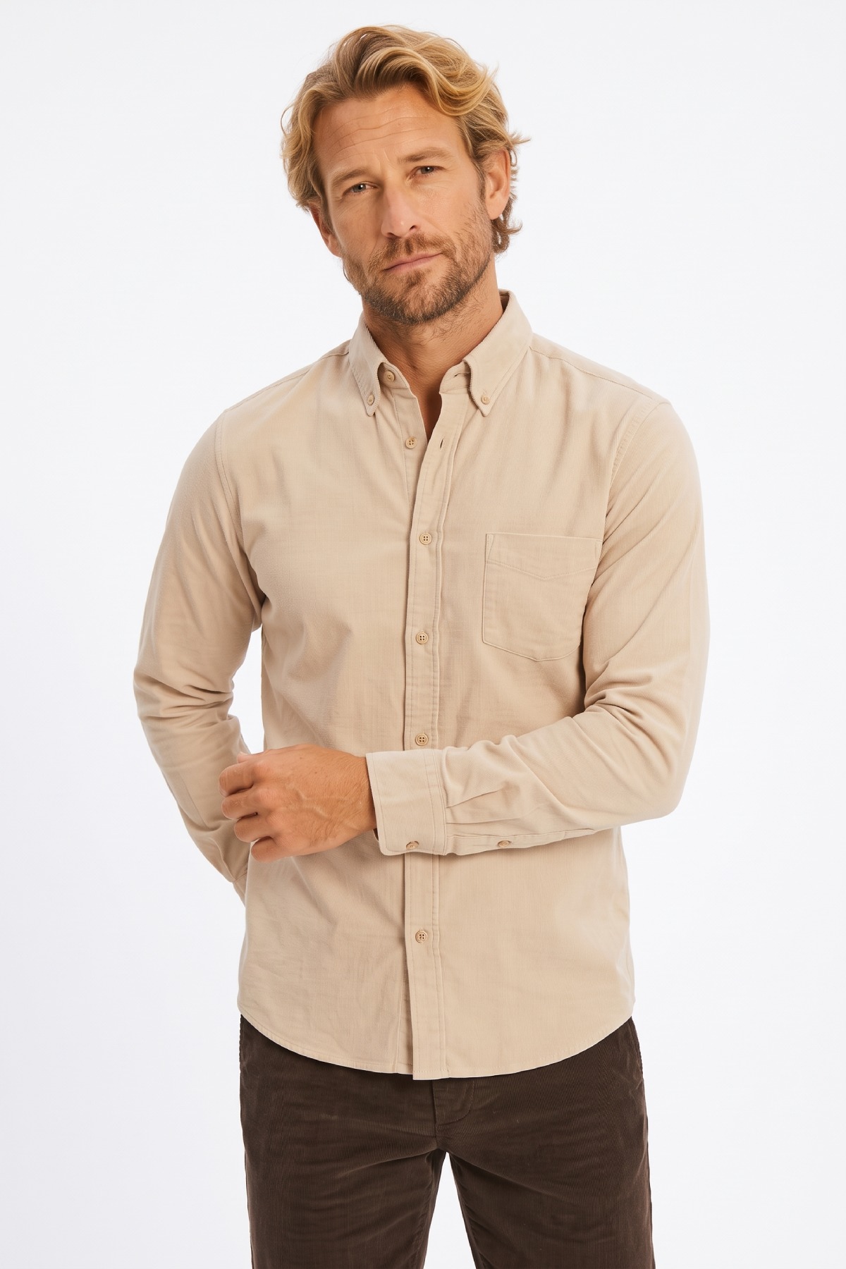 Beige 100% Cotton Shirt - 2