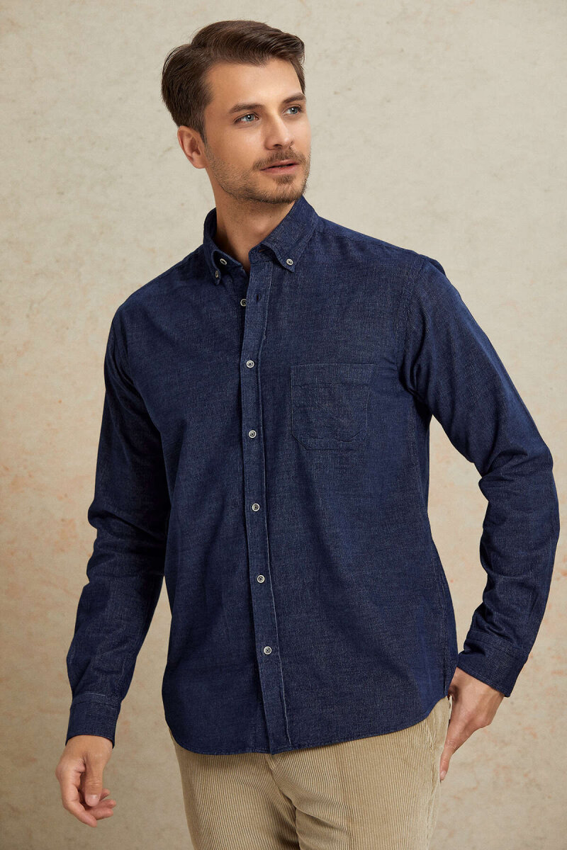 Indigo 100% Cotton Shirt - 4