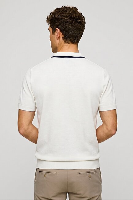 Kırık Beyaz Polo Triko Tişört - 5