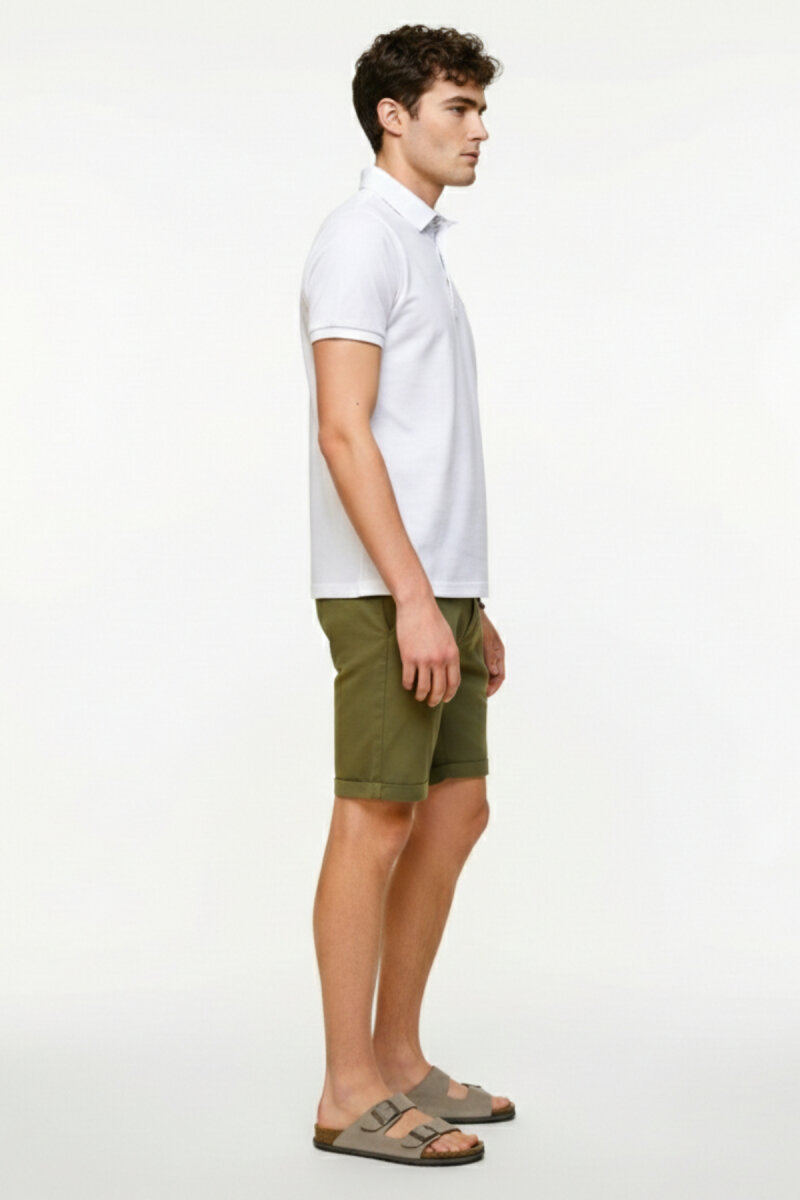 Beyaz %100 Pamuk Polo Tişört - 4