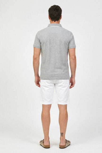 Gri Melanj %100 Pamuk Polo Tişört - 6