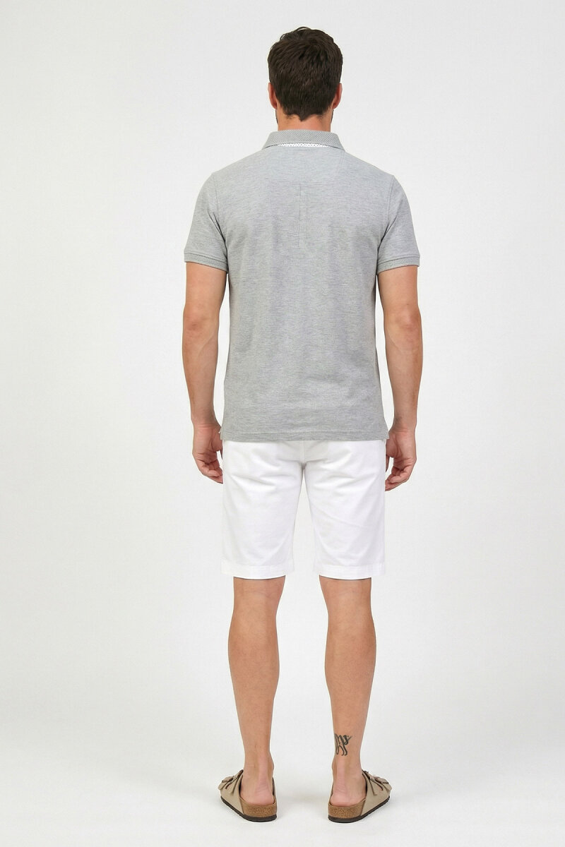 Gri Melanj %100 Pamuk Polo Tişört - 6