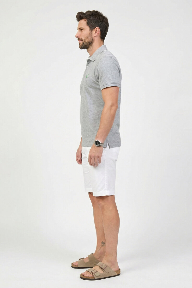 Gri Melanj %100 Pamuk Polo Tişört - 4