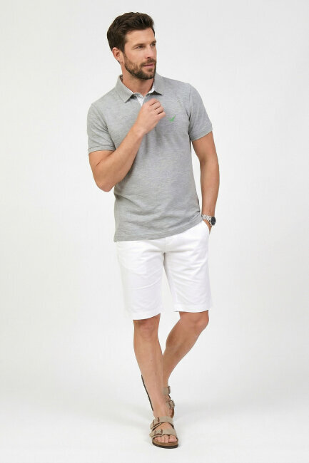 Gri Melanj %100 Pamuk Polo Tişört 