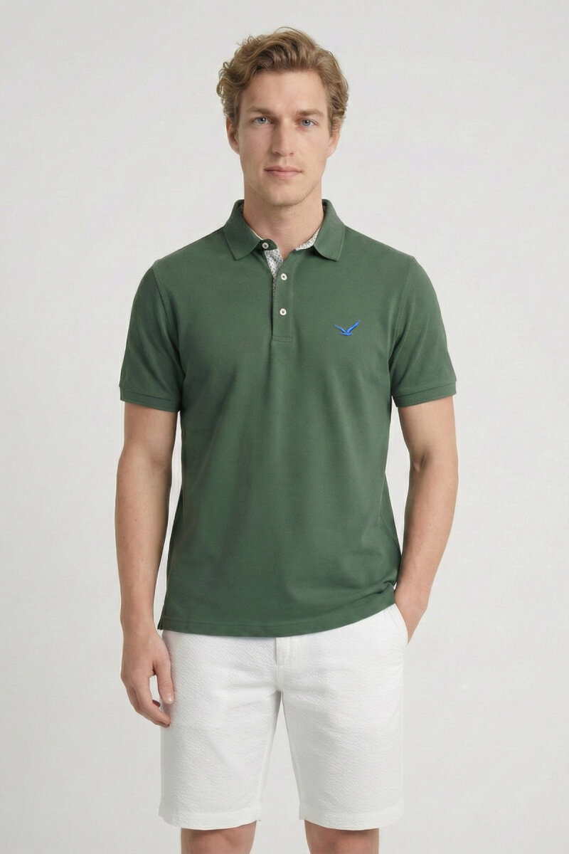 Haki %100 Pamuk Polo Tişört - 2