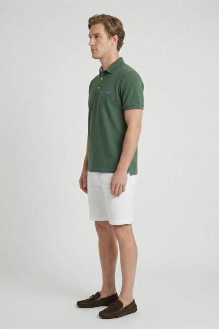 Haki %100 Pamuk Polo Tişört - 4