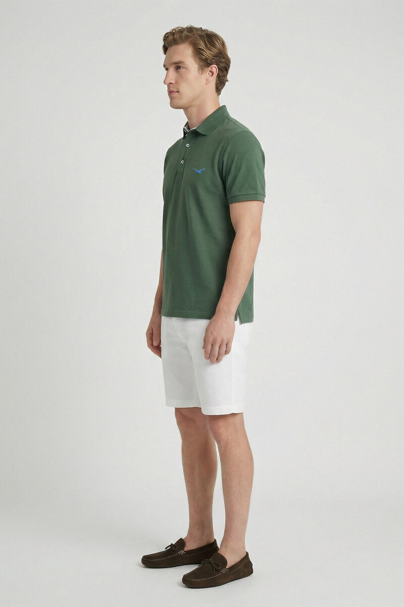 Haki %100 Pamuk Polo Tişört - 4