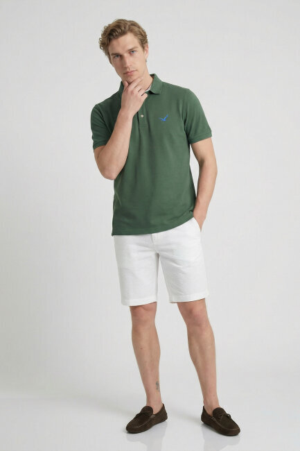 Haki %100 Pamuk Polo Tişört (1)