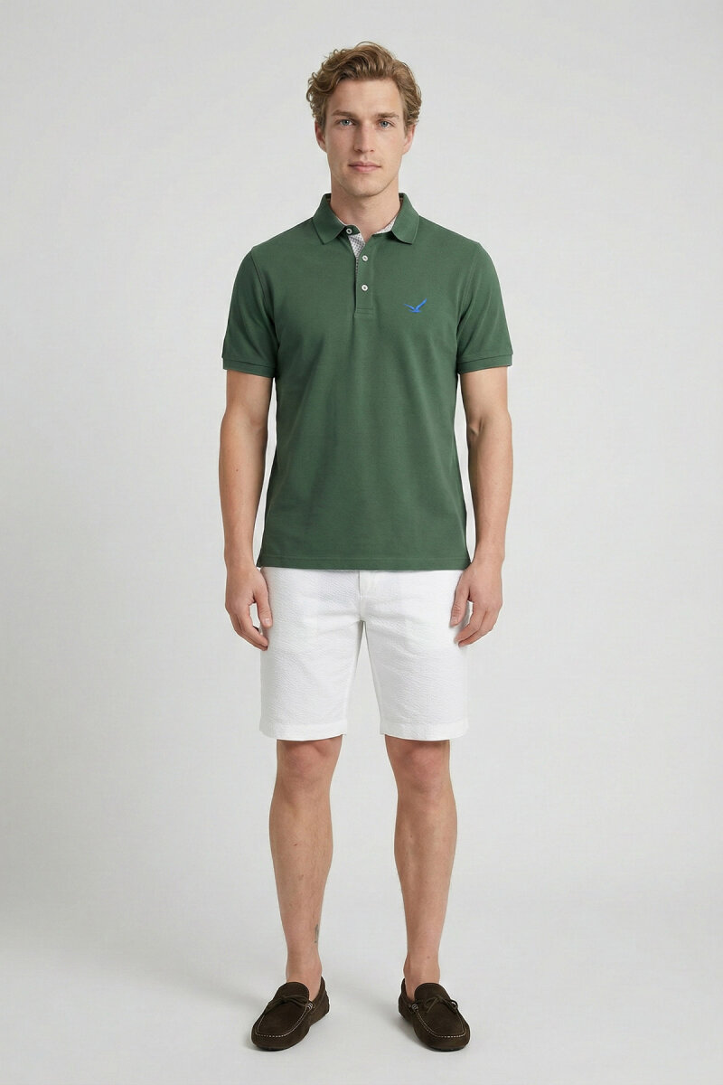 Haki %100 Pamuk Polo Tişört - 5