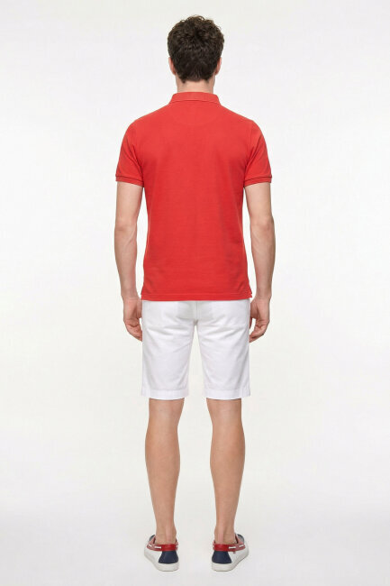 Kırmızı %100 Pamuk Polo Tişört - 6