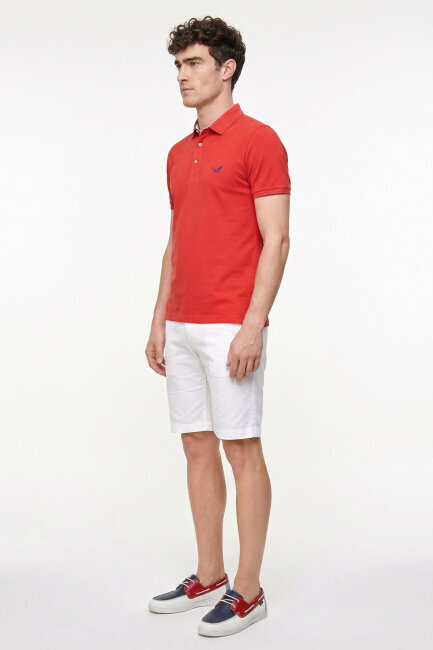 Kırmızı %100 Pamuk Polo Tişört - 4