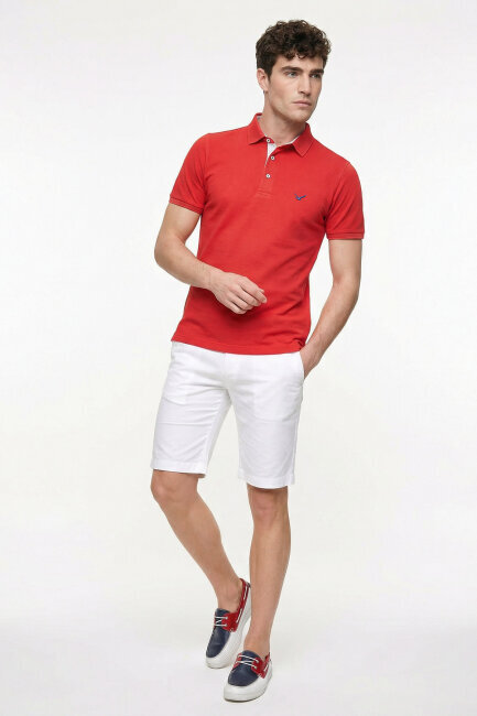 Kırmızı %100 Pamuk Polo Tişört (1)