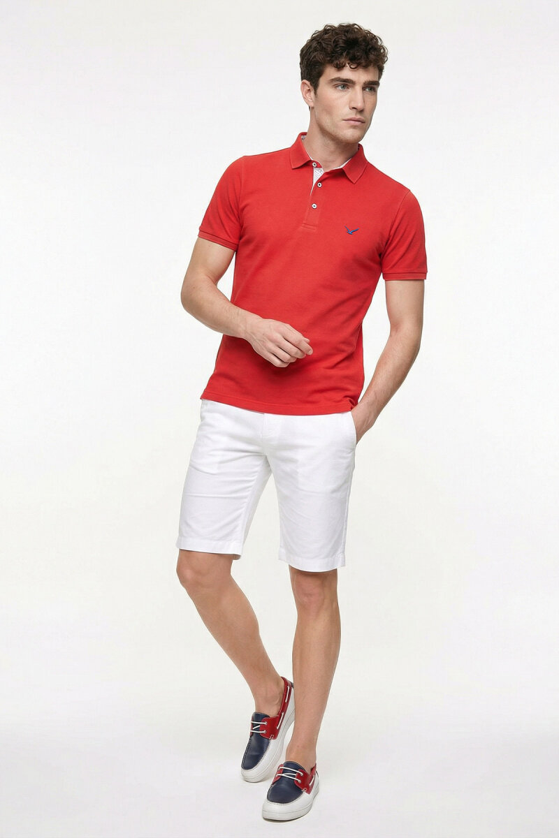 Kırmızı %100 Pamuk Polo Tişört (1)