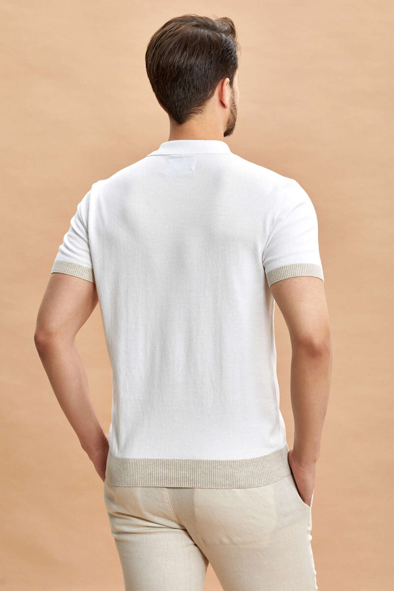 White - Beige Polo Knitwear T-Shirt - 6
