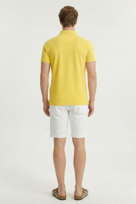 Sarı %100 Pamuk Polo Tişört - 6
