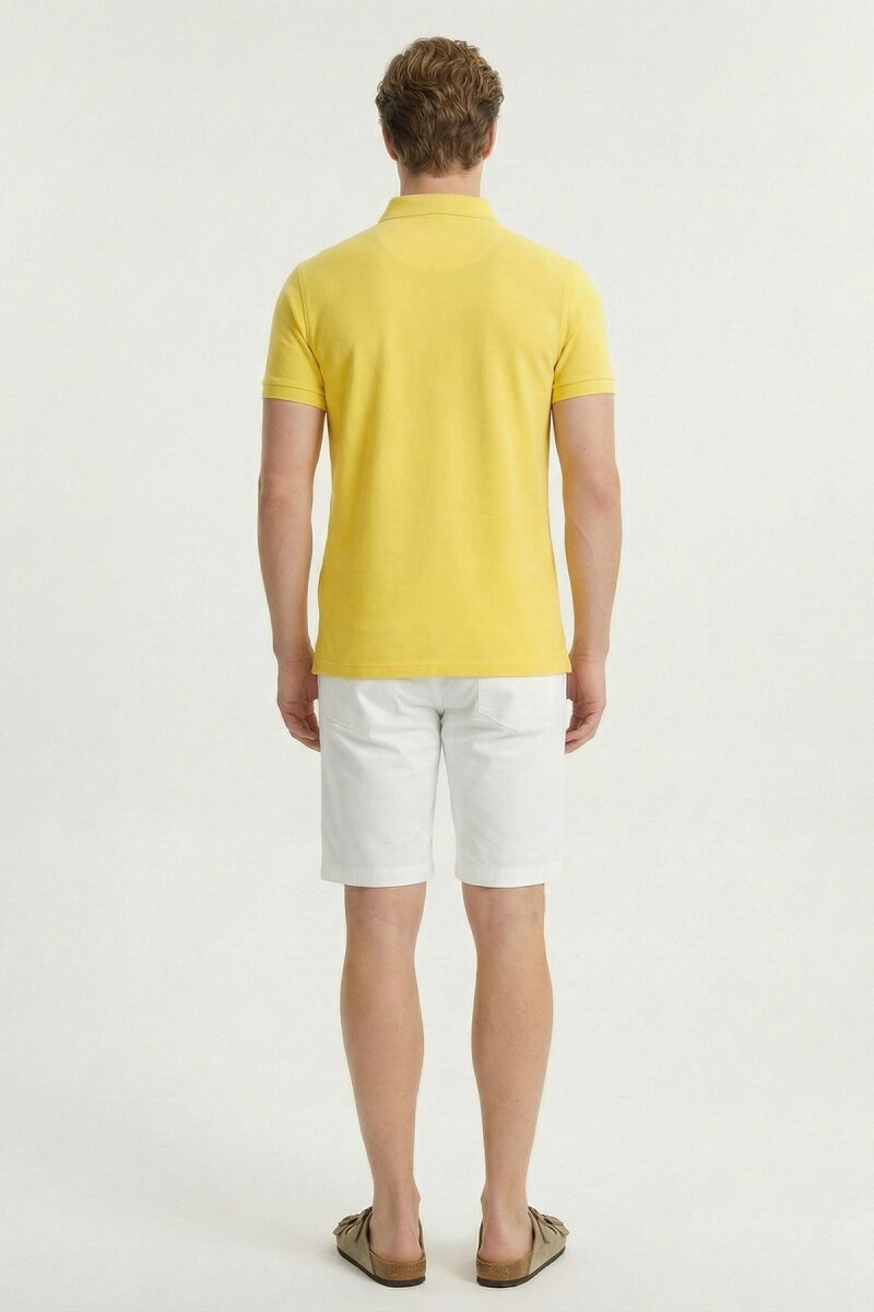 Sarı %100 Pamuk Polo Tişört - 6