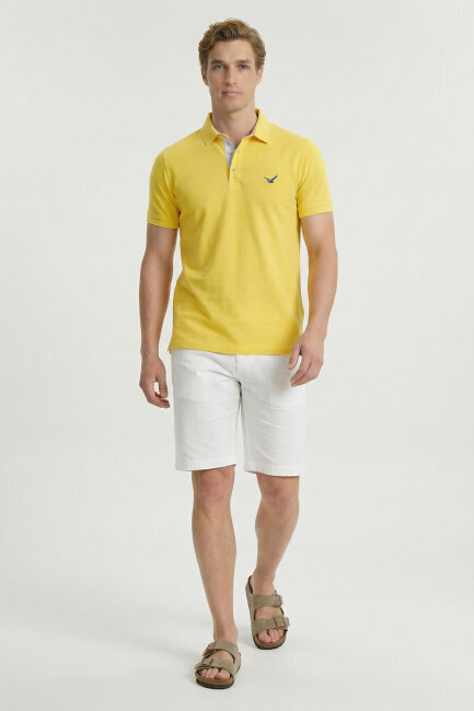 Sarı %100 Pamuk Polo Tişört - 5