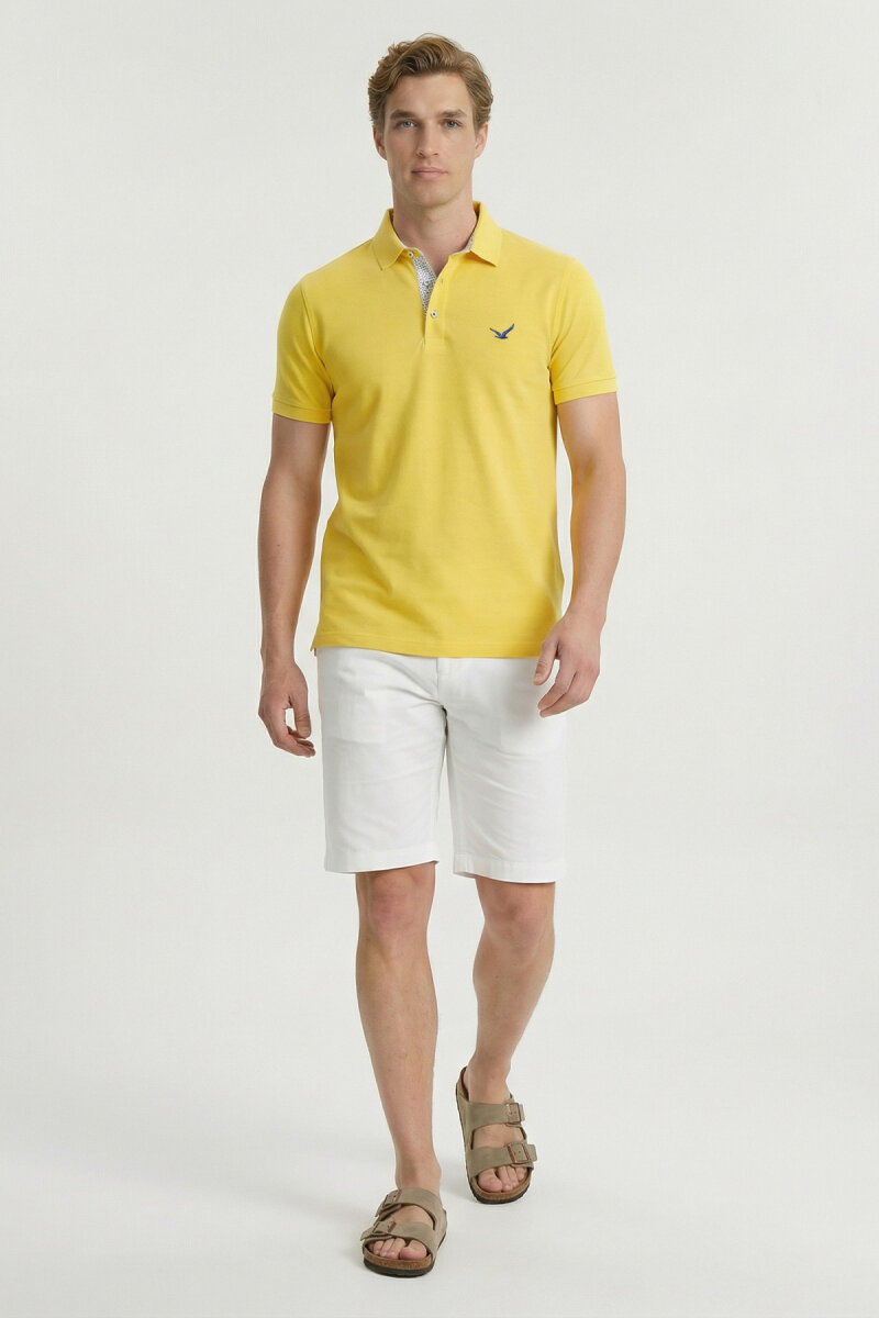 Sarı %100 Pamuk Polo Tişört - 5