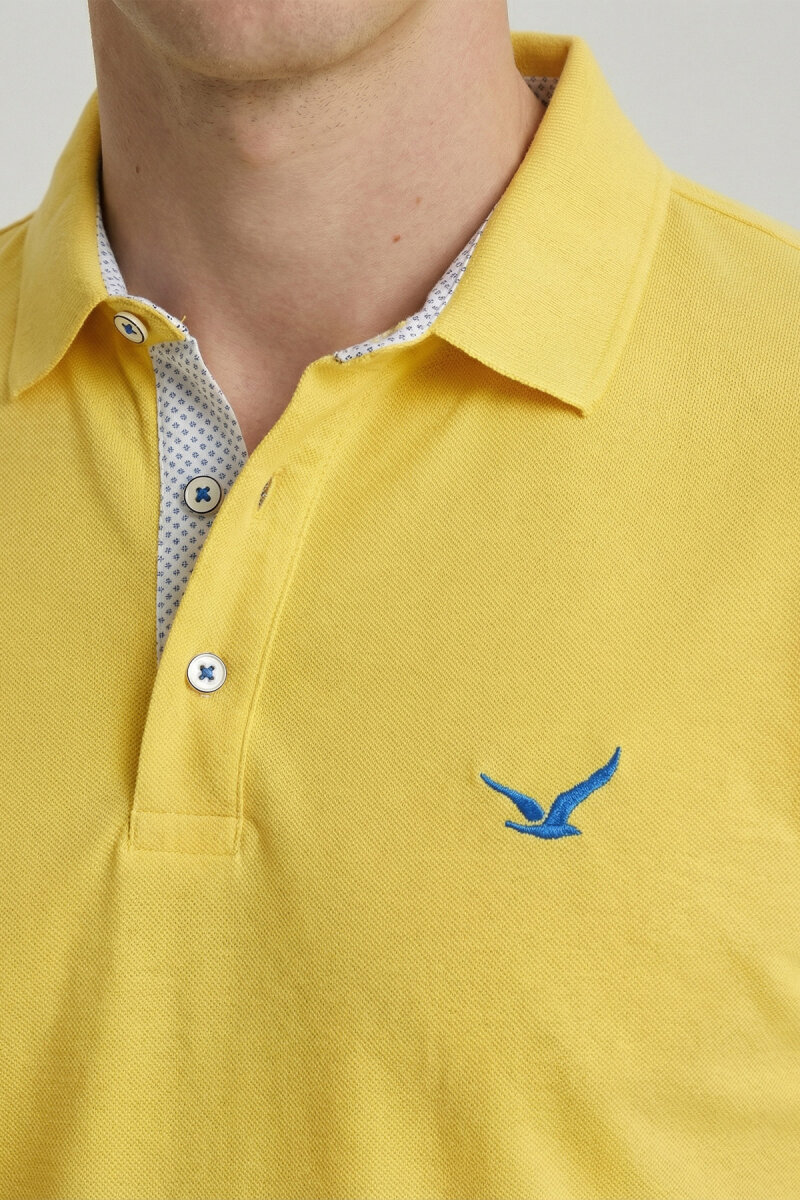 Sarı %100 Pamuk Polo Tişört - 3