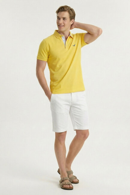 Sarı %100 Pamuk Polo Tişört (1)