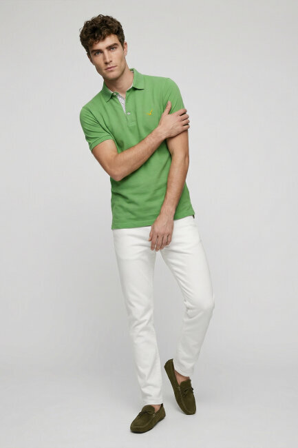 Yeşil %100 Pamuk Polo Tişört - 2