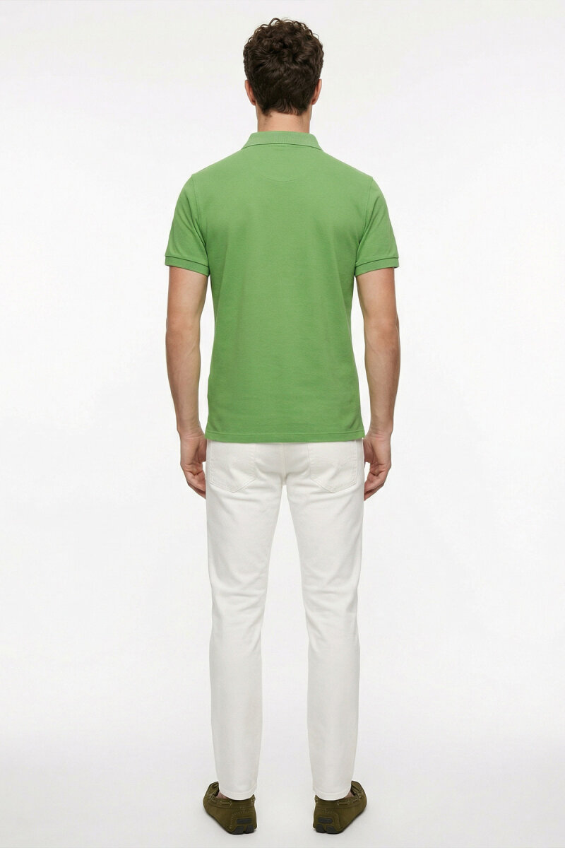 Yeşil %100 Pamuk Polo Tişört - 6