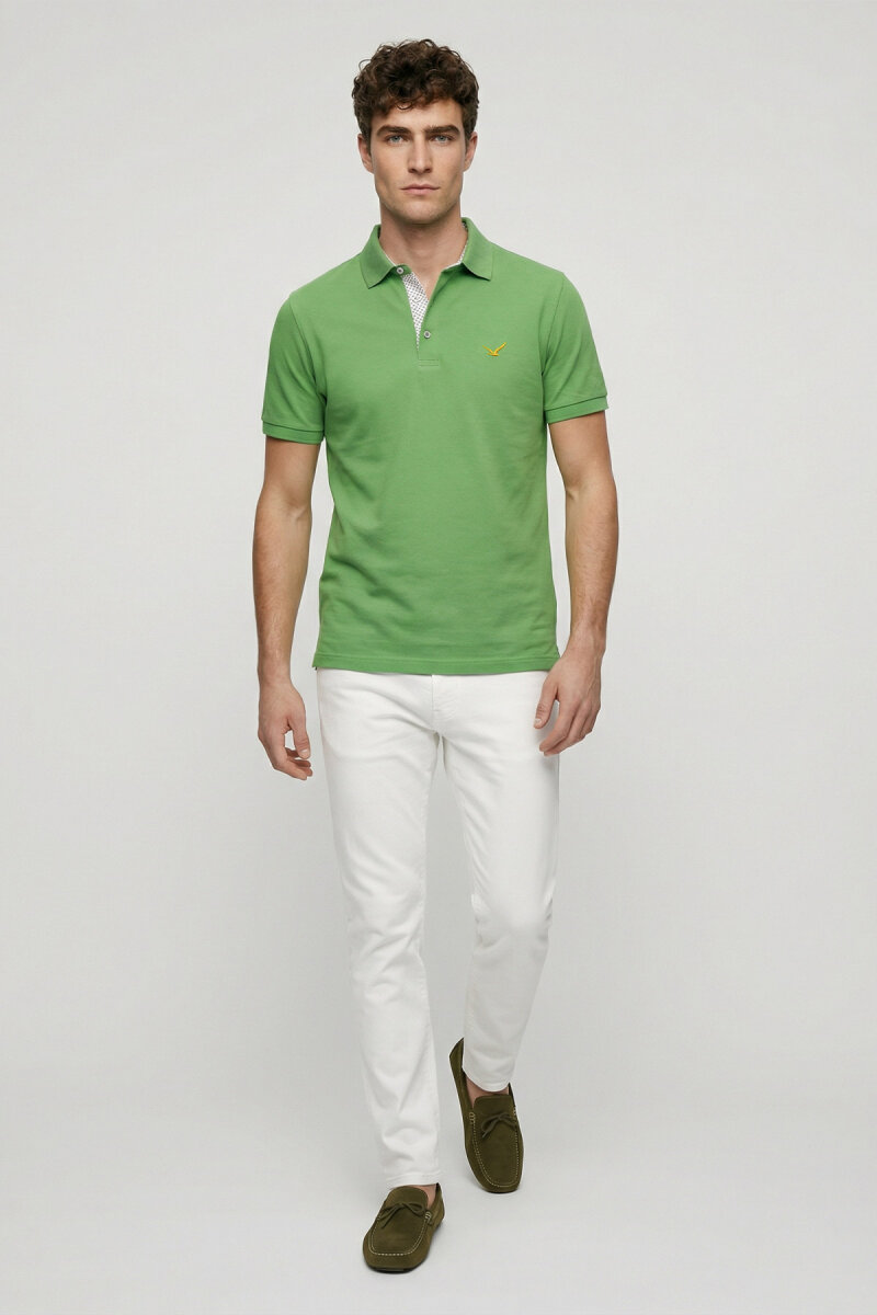 Yeşil %100 Pamuk Polo Tişört - 5