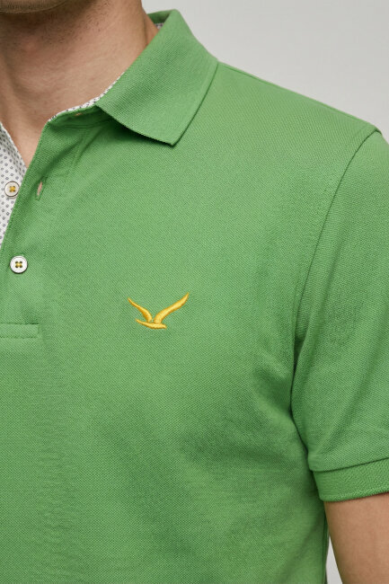 Yeşil %100 Pamuk Polo Tişört - 3