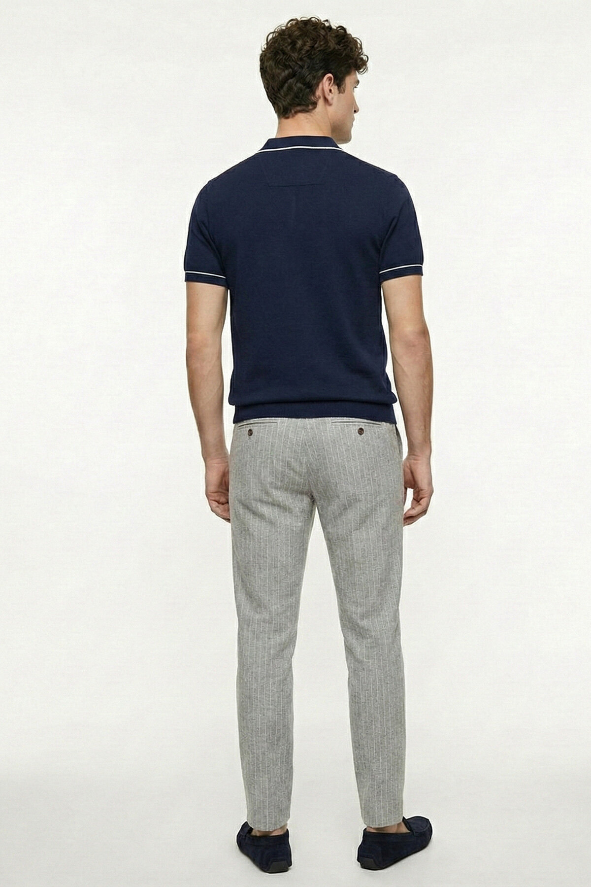 Lacivert %100 Pamuk Polo Triko Tişört - 6