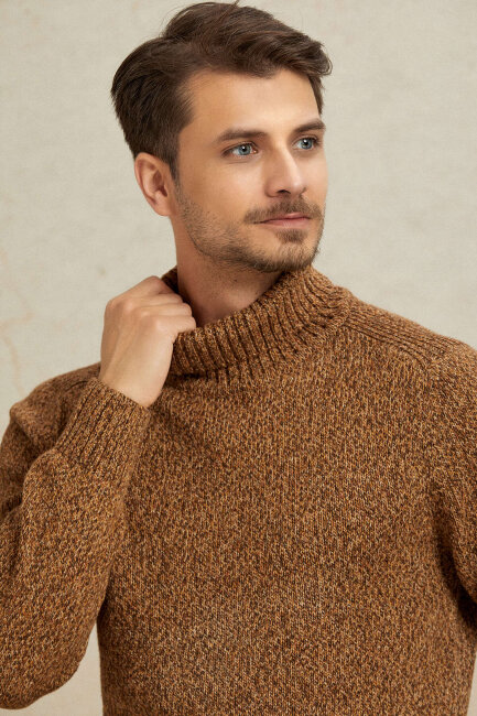 Brown 100% Cotton Round Neck Sweater - 2