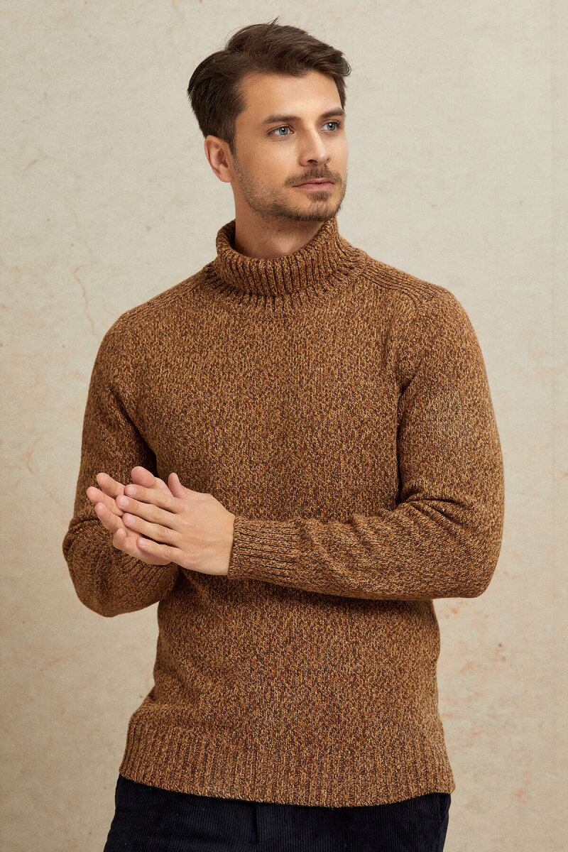 Brown 100% Cotton Round Neck Sweater - 4