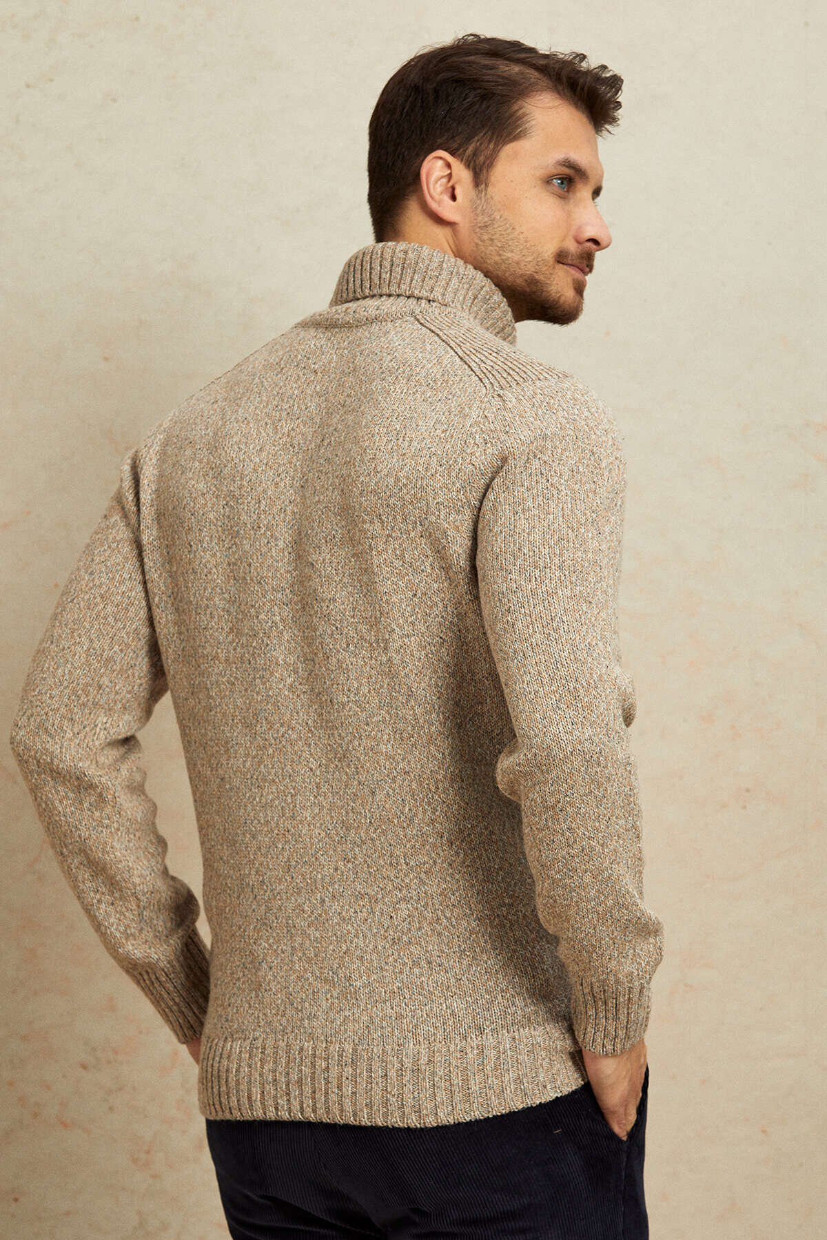 Light Beige 100% Cotton Round Neck Sweater - 6