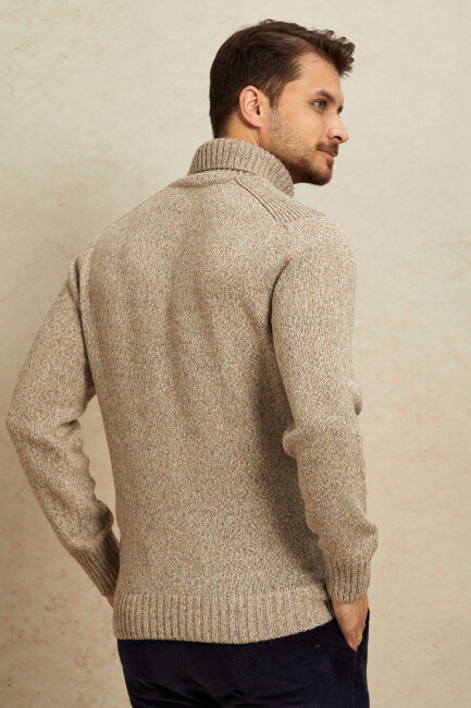 Light Beige 100% Cotton Round Neck Sweater - 6