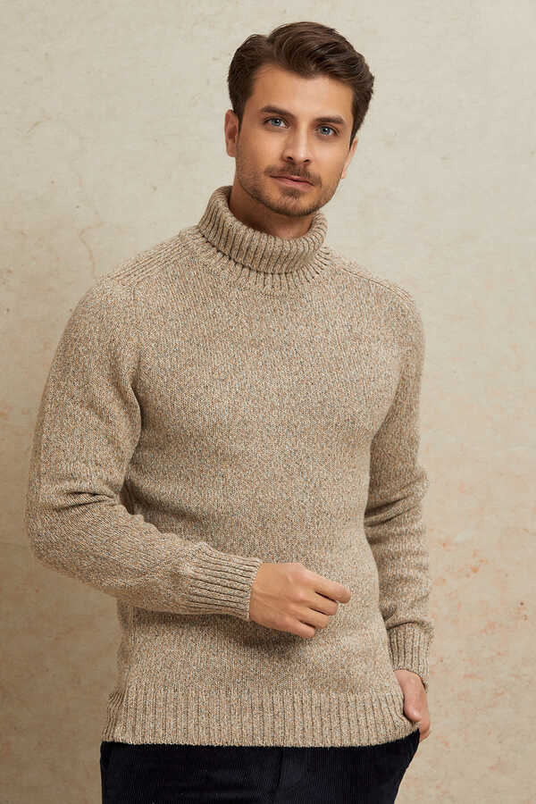 Light Beige 100% Cotton Round Neck Sweater - 1
