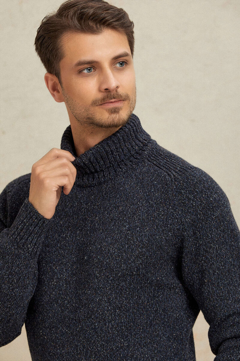 Navy Blue 100% Cotton Round Neck Sweater (1)